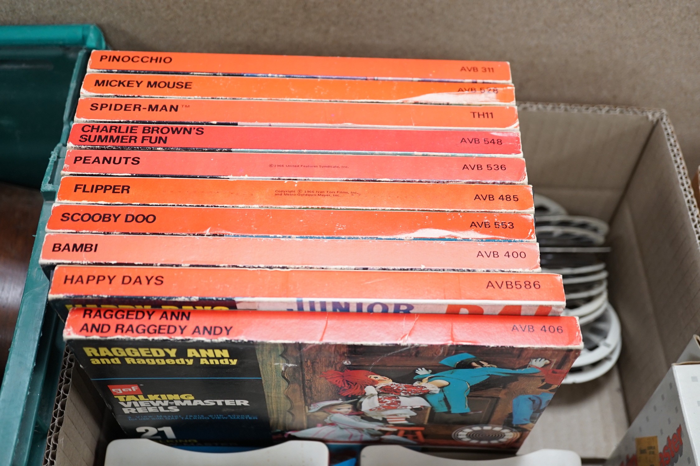 Four Talking View-Master stereo viewers and ten sets of Talking View-Master reels or cartridges and other loose Talking reels